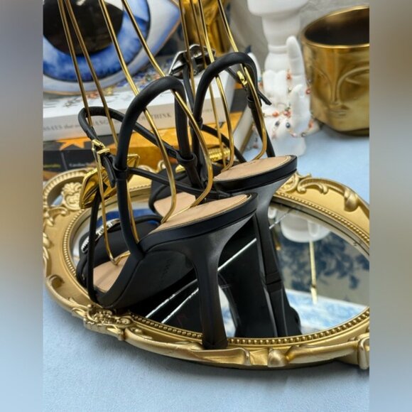 🆕 GIANNI BINI 🧿 NWOB Carletta Lip Ornamented Sandals, Black Leather, Sz 7 - Picture 12 of 16